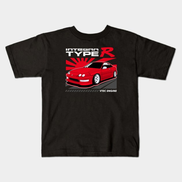 Acura Integra JDM Cars Red Candy Kids T-Shirt by masjestudio